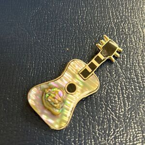 Vintage Abalone Shell Guitar enamel alpaca silver Mexico Broach